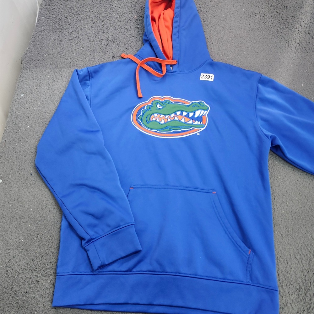 Florida Gators Hoodie Mens Medium Blue Orange Section 101 Pullover Majestic - Picture 1 of 6